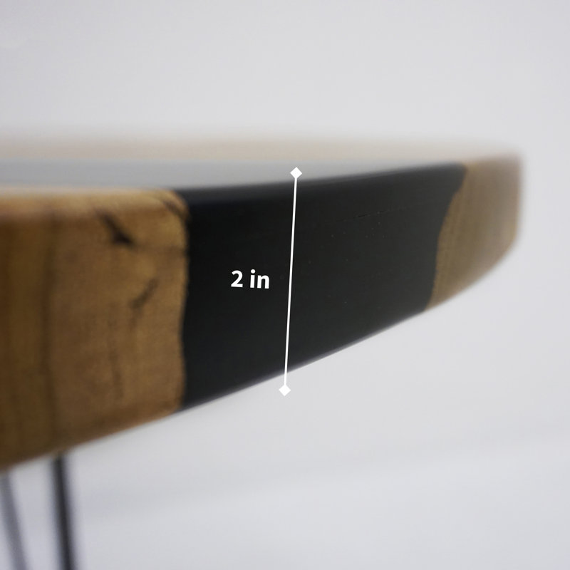 Table ronde en résine époxy noire érable