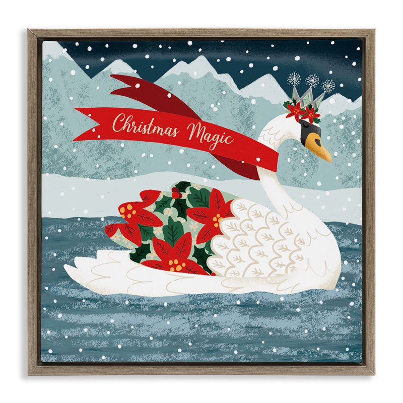 Cadre flottant Christmas Magic Enchanted Swan, design par Jilly Jack Designs, H 25 po x l 25 po