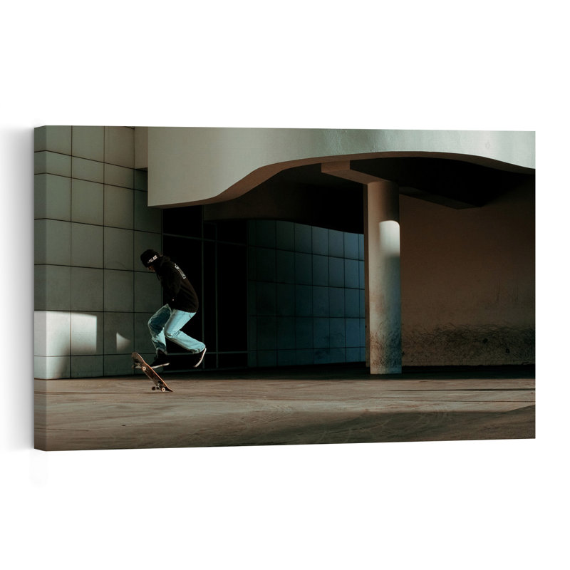 Urban Skater Jump Modern Architecture City Wall Art Print 1 Piece Wrapped Canvas Wall Art, 30.48cm H x 45.72cm W