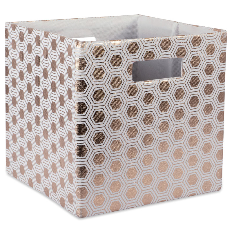 Cube en tissu treillis, Gris, H 13 po x l 13 po x p 13 po