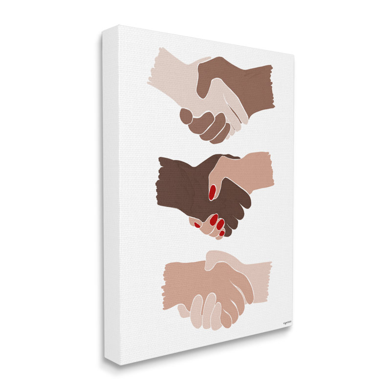 «Shaking Hands Inclusive Motivation Diverse Cultures», impression sur bois, H 20 po x l 16 po x P 1,5 po, Toile tendue