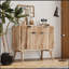 Élégant - Style 2 - Tiroir 2 - Armoire 2 portes, bois de manguier au fini naturel