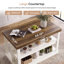 Îlot de cuisine de 140 cm avec rangement, table îlot fixe autoportante à 3 niveaux de style champêtre pour cuisine et salle à manger