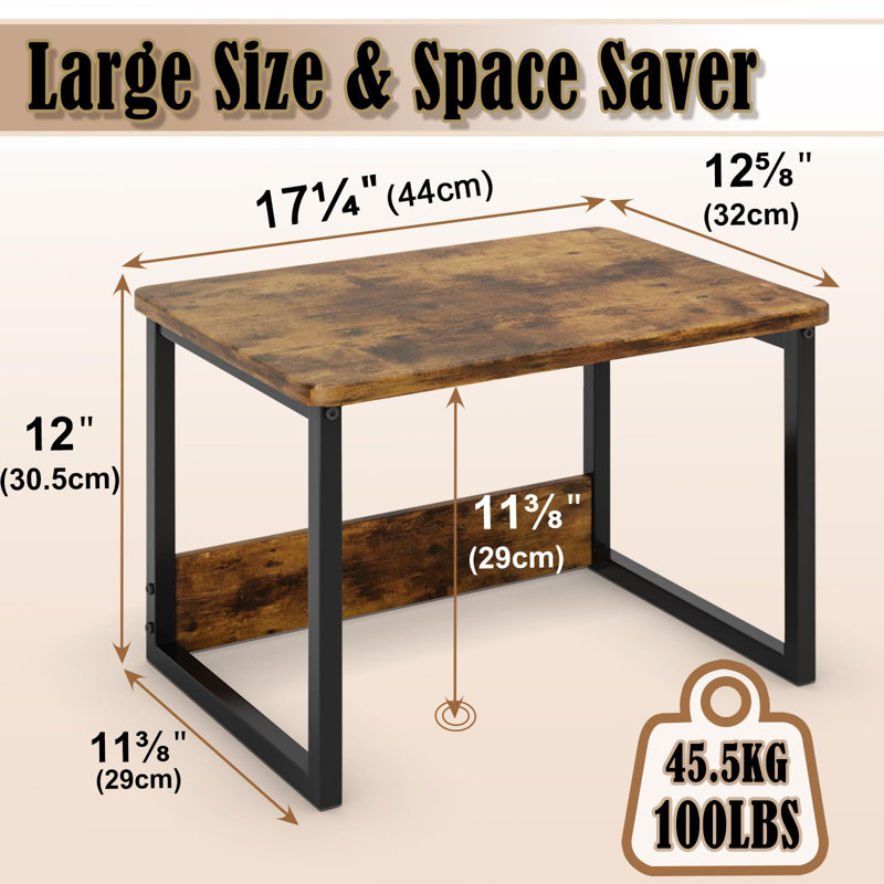 Brucha 17.25'' Steel Standard Baker's Rack with Microwave Compatibility, Rustic Brown/Black