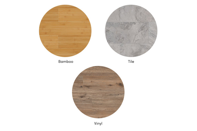 pet-friendly flooring collage showing bamboo wood flooring tile flooring and vinyl flooring