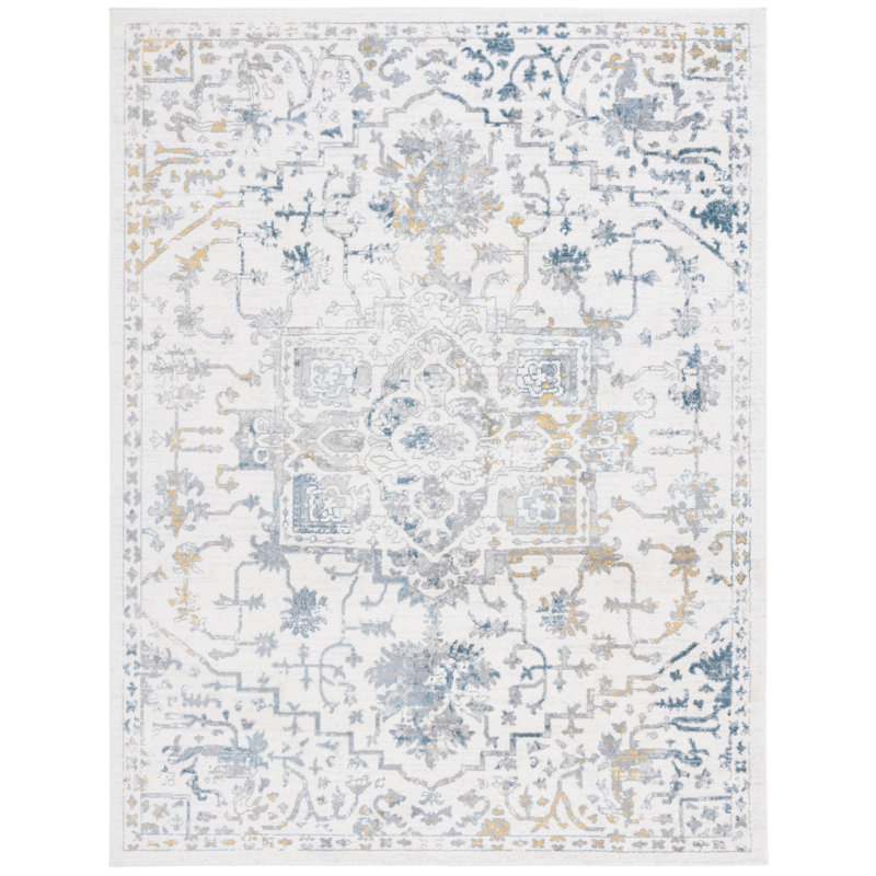 Lowrey White/Blue Rug, Rectangle 8' x 10'