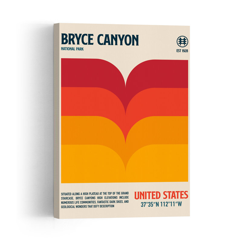 Bryce Canyon Sunset Abstract Contemporary Landscape Nature Wall Art Print 1 Piece Wrapped Canvas Wall Art