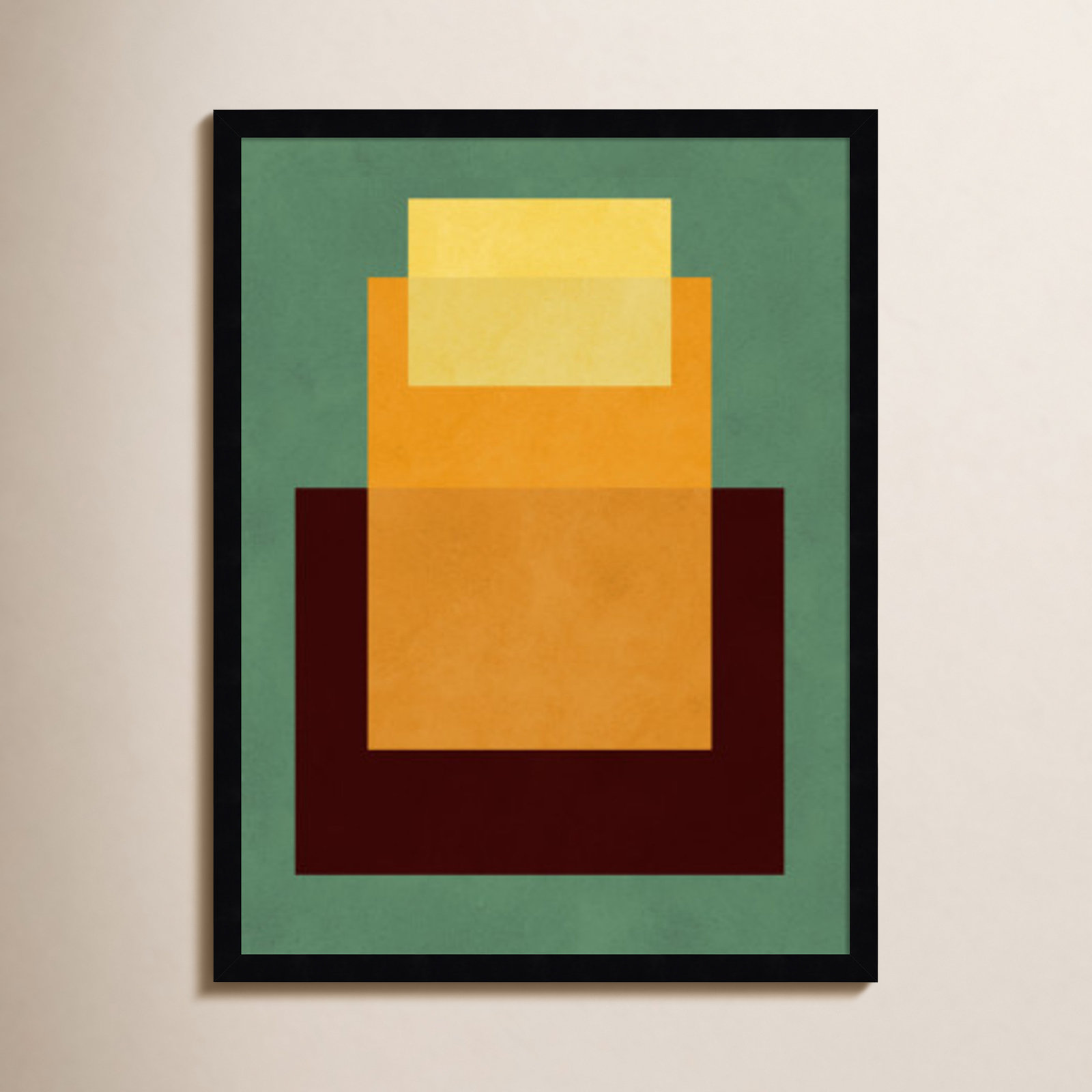 Overlapping Geometry 10 Print, Green/Orange, Black, 25" H x 19" W