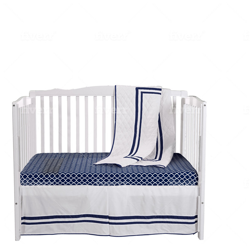 Ensemble de literie pour lit de bébé 3 pièces Shaly, Bleu marine