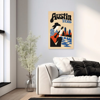 Austin Texas Music City Retro Vintage Abstract City Wall Art Print