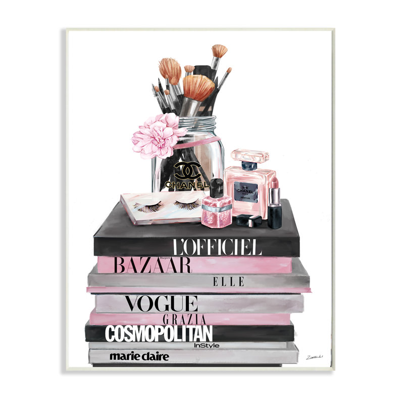 Pile de livres pour accessoires de mode Glam par Ziwei Li - impression, Plaque murale, H 19 po x l 13 po