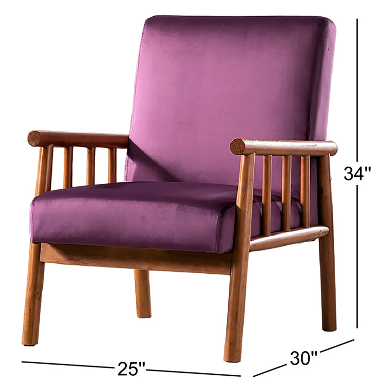 Fauteuil en velours de 25 po de large Gerame, Mauve
