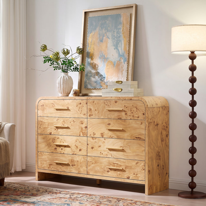 Commode 8 tiroirs 54 po, Ronce claire