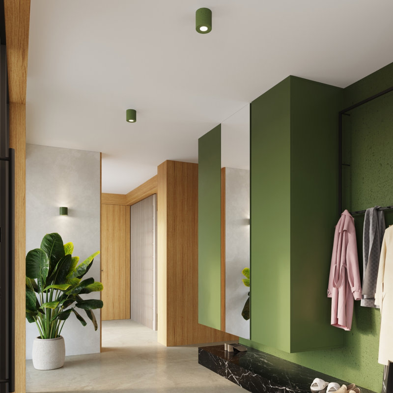ORBIS Flush Mount, Olive Green, Ceiling lamp ORBIS concrete olive green, 1 Light