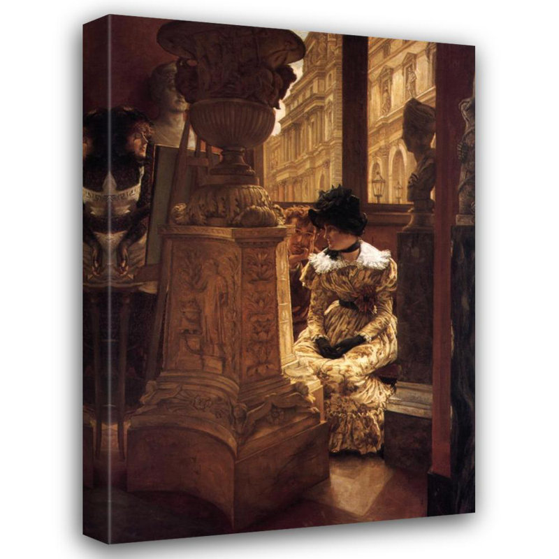 "En El Louvre" par James Tissot - Toile tendue avec châssis, H 48 po x l 33 po