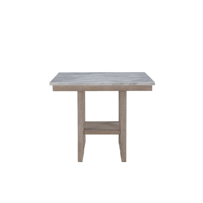 Table carrée naturelle, en bois massif +, couleur, transitionnel, l 42 po x P 34,93 po, table de bar naturelle de style carré, 42 po x 42 po x 34,93 po, 77 lb