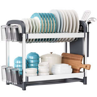 Dish Drying Rack, 2-tier Dish Rack For Kitchen Counter, Large Dish Drainers Sink Organizers And Storage