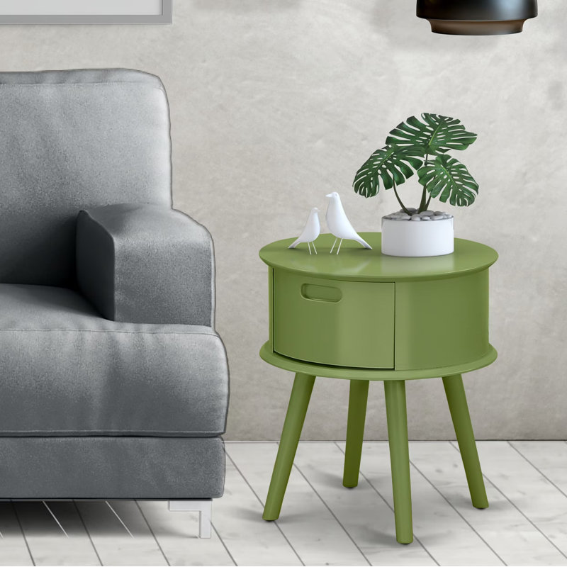 Magnifique table de chevet moderne 1 pièce avec tiroir, 1 pièce, finition vert trèfle Gordon, Vert trèfle