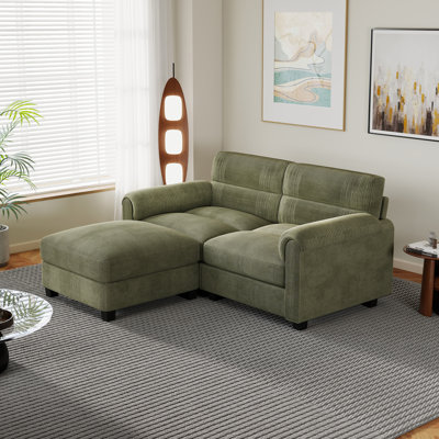 Canapé modulaire rembourré 61,8 po Corduroy avec repose-pieds et accoudoirs réglables