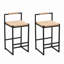 Set Of 2 Bar Stools With Back  Paper Rope Woven Counter Height Dining Chairs For Kitchen, Home