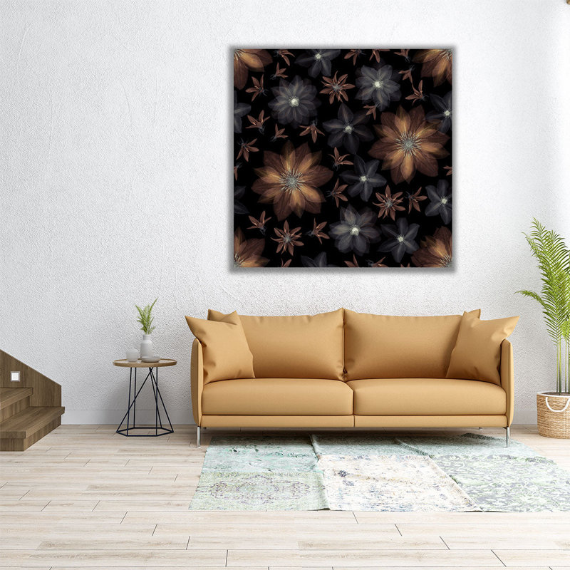 Fleurs de clématite - reproduction d'art sur toile, H 12 po x l 12 po
