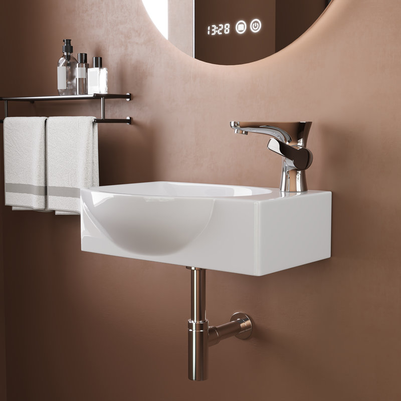 DeerValley 400mm L x 280mm W Ceramic Specialty Sink with Overflow, White