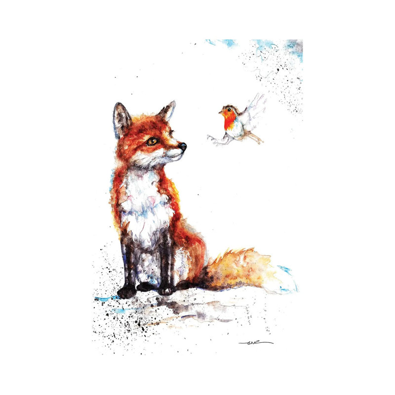 Fox And Robin by BebesArts - Gallery-Wrapped Canvas Giclée on Canvas, Wrapped Canvas, 66.04 cm H x 45.72 cm W x 3.175 cm D