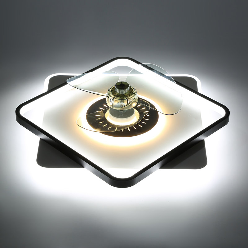 20" Shalon Modern Flush Mount Ceiling Fan with Dimmable LED Light and Remote Control, Reversible DC Motor