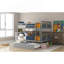 Lit superposé double au-dessus de double avec lit gigogne simple et échelle-2142767471