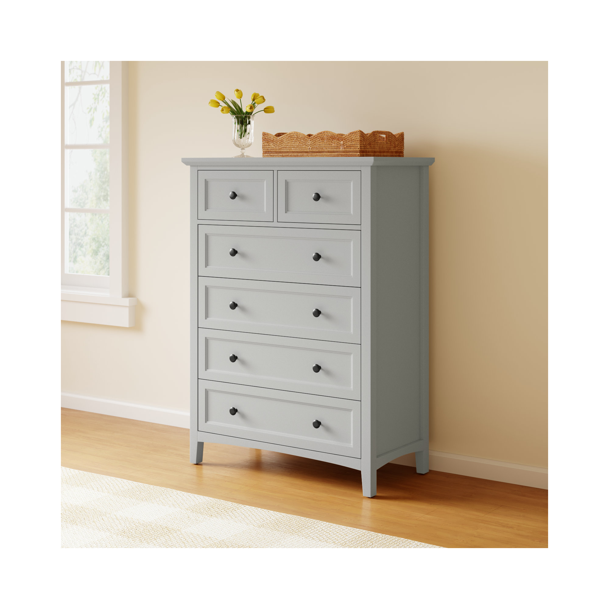 Renee 5 - Drawer Dresser, Gray