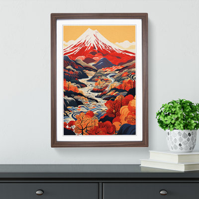 Japanese Mountains Constructivism - Framed Print