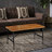 Modern Industrial Outdoor Coffee Table - Wood With Vintage Effect, Black Metal Legs, Weather- Feature + For Deck Top Antique Look, Iron Frame, Weather Resistance