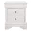 Table de chevet traditionnelle avec 3 tiroirs en blanc et décoration en faux alligator