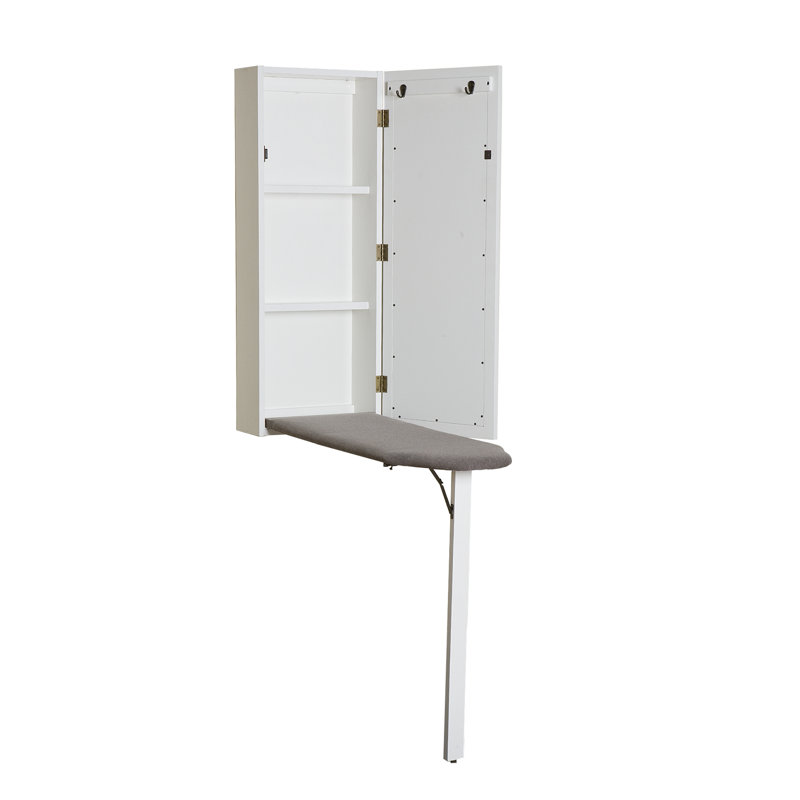 Wood Built-In Ironing Center, Off-White