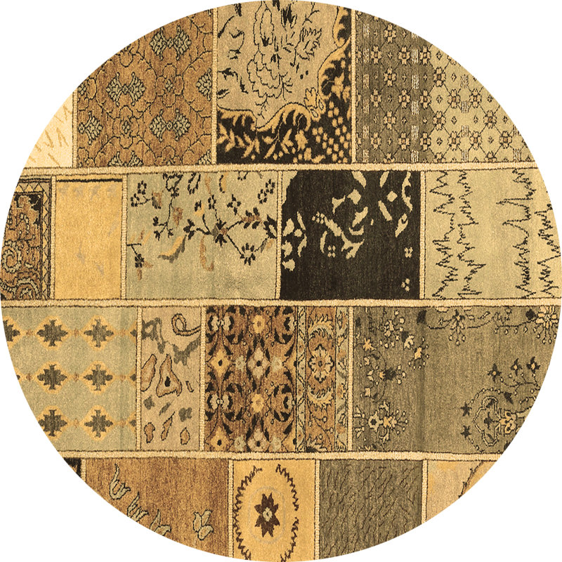 Washable Patchwork Indoor Rug, Round 3'