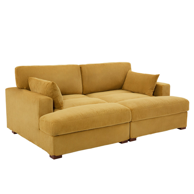 Bentura 210Cm Recessed Arms Modular Sleeper, Orange