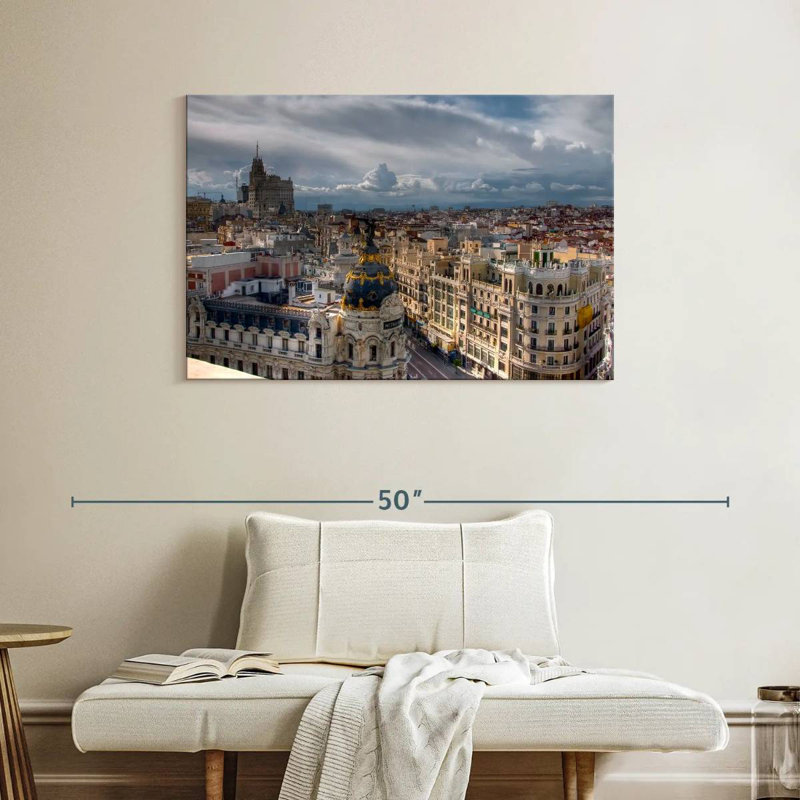 Sireci Madrid Skyline Over Gran Via, 26" H x 39" W