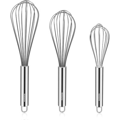 Ensemble de fouets en acier inoxydable 8 po, 10 po et 12 po, fouet à ballon, fouet à cuisine, fouet, mélange, battage, mélange, paquet de 3…