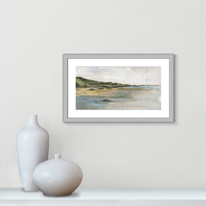 Impression «Tide’s Edge» par Casa Fine Arts, Argent argent, Reproduction encadrée avec passe-partout