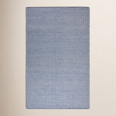 Rita Blue White Hand-Woven Wool Rug