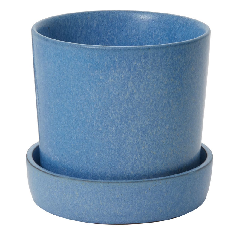 Pot à fleurs en céramique Zandra, Bleu, H 6,5 po x l 6,75 po x P 6,75 po