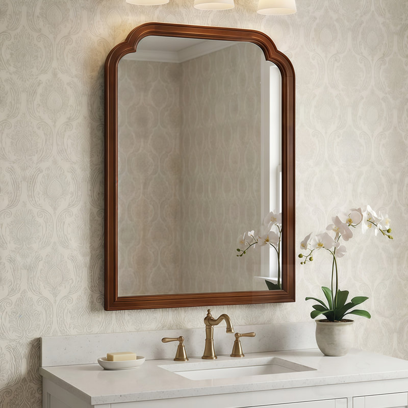 Miroir décoratif en bois, 30 po x 20 po, Noyer foncé