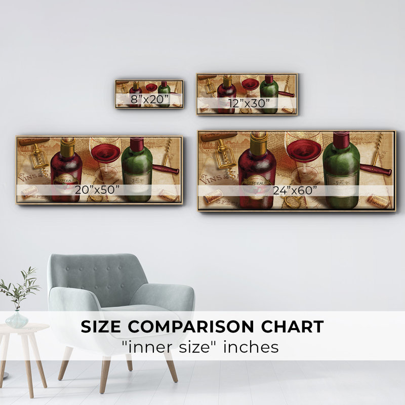 Wine Pairing- Framed Canvas, 24" H x 60" W
