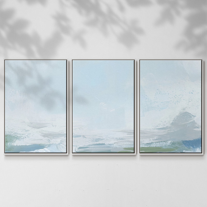 Shetland Sky II - Toile encadrée multi-pièces, H 36 po x l 75 po x P 2 po, Blanc