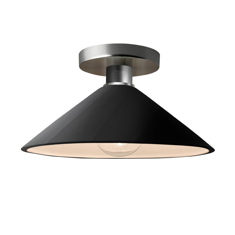 Plafonnier semi-encastré en céramique Dottie, Noir brillant / blanc mat / laiton poli, Nickel brossé, DEL (intégrée)