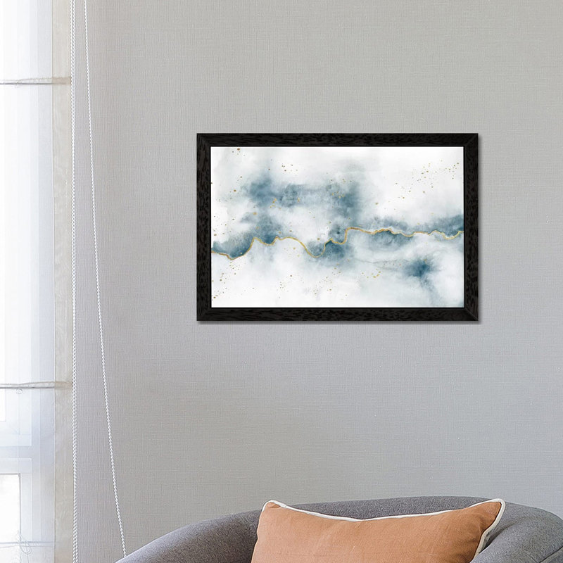 Golden Flow by Laura Marshall - Floater Frame Print on Canvas, 101.6 cm H x 66.04 cm W, Black Framed
