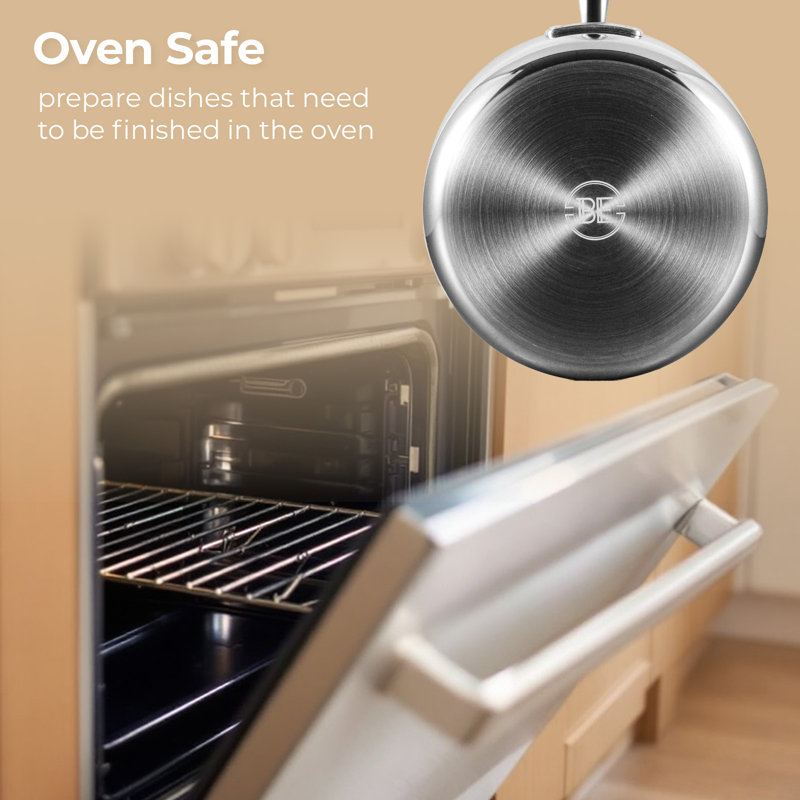 Essential Series - Casserole avec couvercle 3 pintes / 8 po / 20 cm - Triplement en acier inoxydable