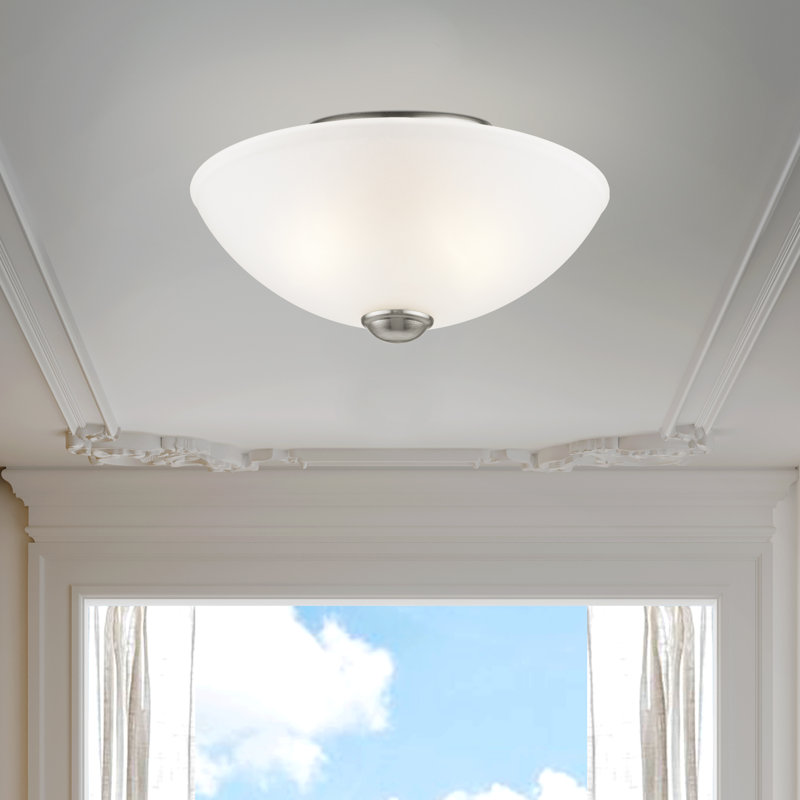 Plafonnier semi-encastré 2 lumières Annete, Nickel brossé, 13 po