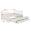 Lit de jour double avec lit gigogne simple et 3 tiroirs de rangement, lit capitaine avec lit gigogne, lit plateforme en bois-781763269