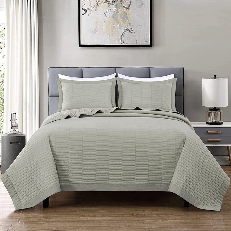 Solid Color Cotton Quilt Flange Border 3 Piece Quilt Set, King Quilt + 2 King Shams, White